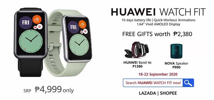 Huawei Watch Fit price, preorder dates and freebies, and availability via Revu Philippines