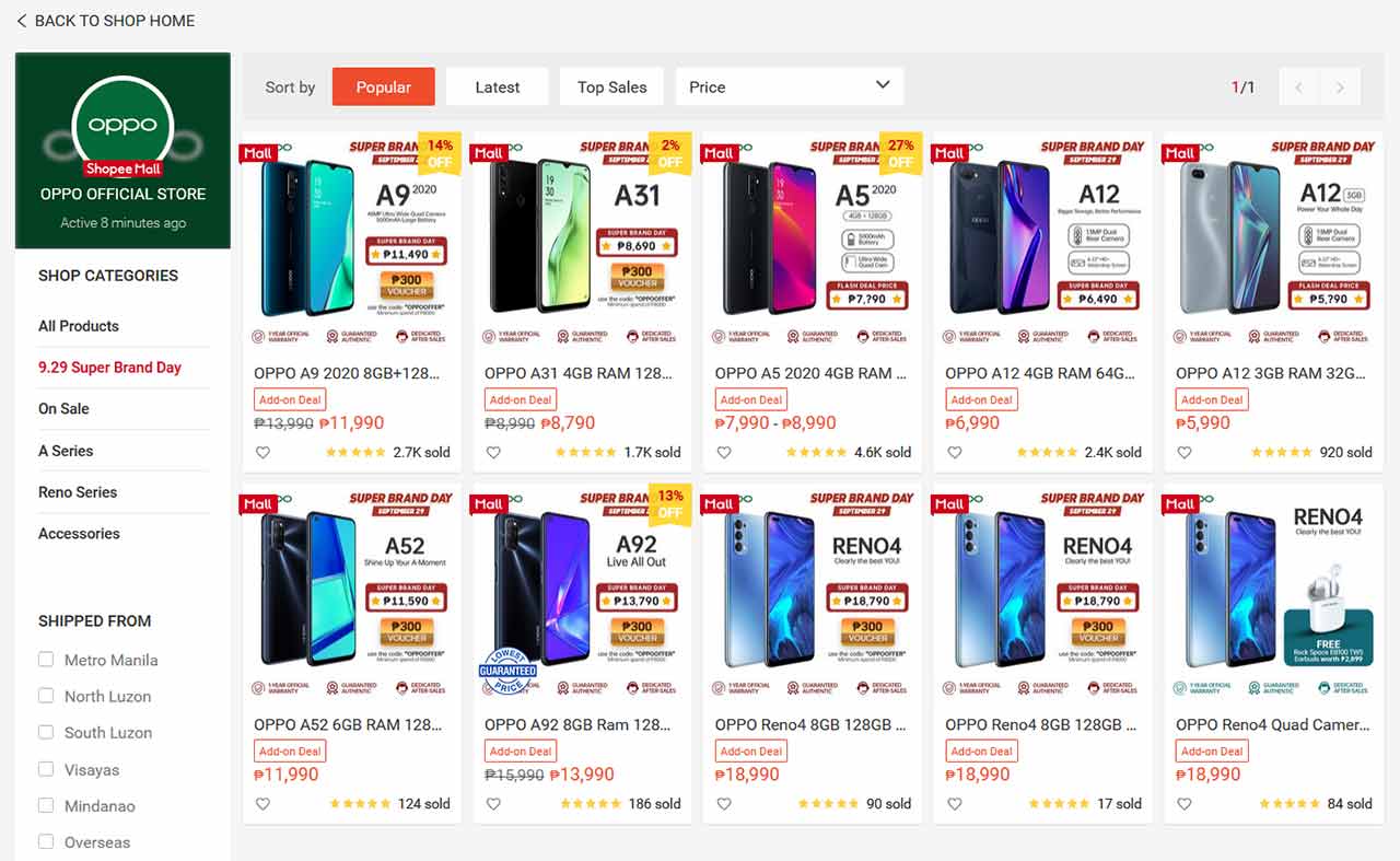 OPPO Super Brand Day Sale on Sept 29, 2020, on Shopee via Revu Philippines