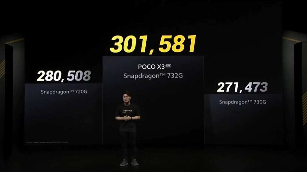 POCO X3 NFC's Qualcomm Snapdragon 732G vs 730G vs 720G Antutu benchmark scores comparison via Revu Philippines