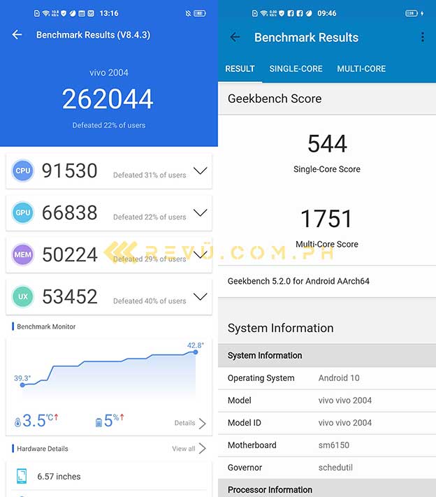 Vivo X50 Antutu and Geekbench benchmark scores by Revu Philippines