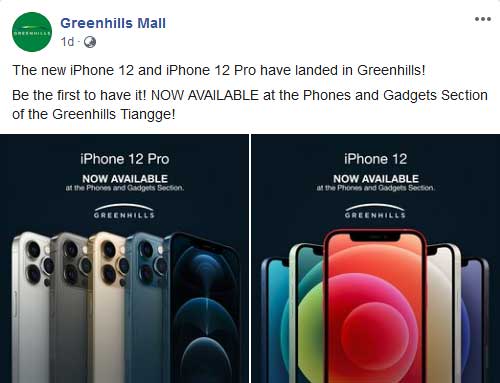 Apple iPhone 12 Pro and iPhone 12 unofficial availability at Greenhills Mall tiangge via Revu Philippines