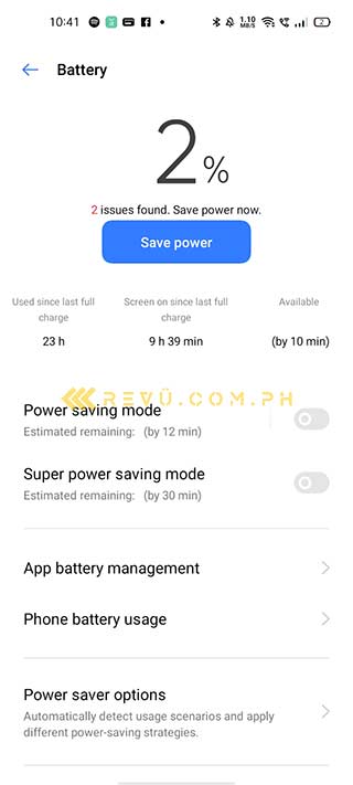 Realme 7i Super Power Saving mode screenshot by Revu Philippines