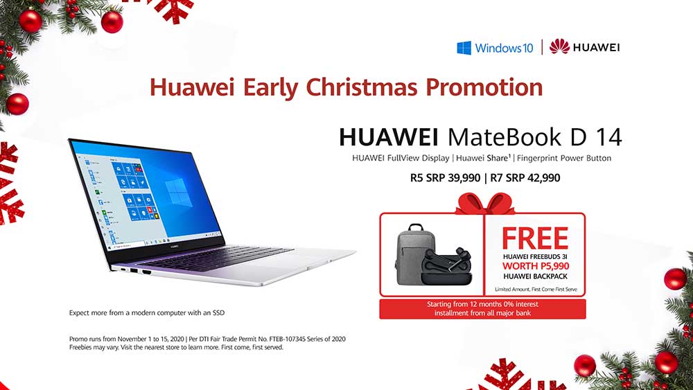 Huawei MateBook D 14 early Christmas promotion in November 2020 via Revu Philippines