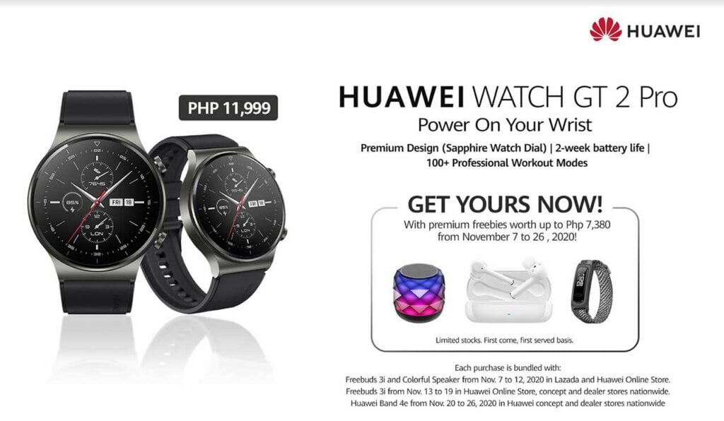 Huawei Watch GT 2 Pro price, promos, and freebies via Revu Philippines