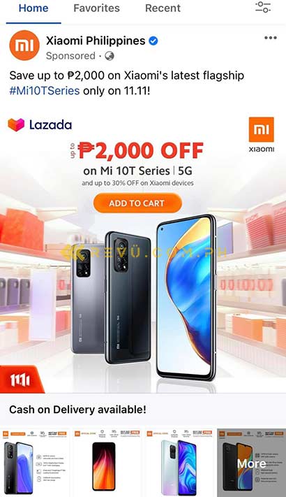 Xiaomi Lazada 11.11 sale ad on Facebook via Revu Philippines