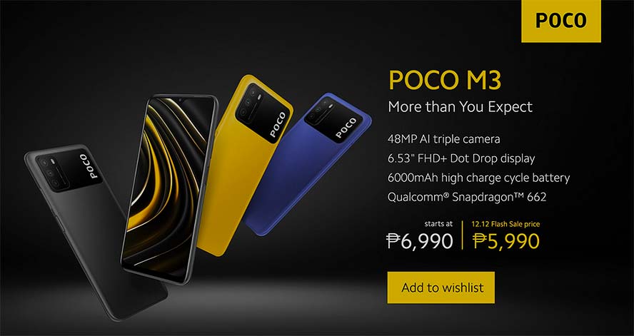 POCO M3 flash sale price at Lazada Grand Christmas Sale 12.12 via Revu Philippines