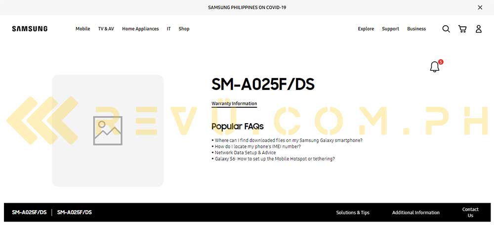 Samsung Galaxy A02s spotted on Samsung Philippines site