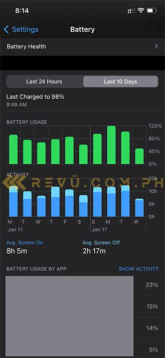 Apple iPhone 12 Pro battery health settings of Revu Philippines