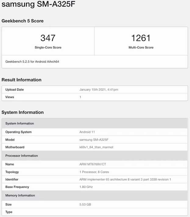 Samsung Galaxy A32 4G Geekbench benchmark scores leak via Revu Philippines