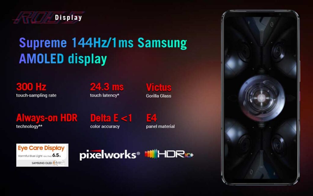 ASUS ROG Phone 5 series AMOLED display or screen details via Revu Philippines