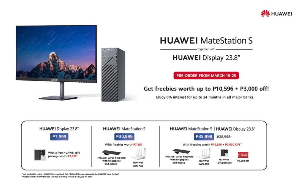 Huawei MateStation S and Huawei Display prices, specs, preorder period and freebies, and availability via Revu Philippines