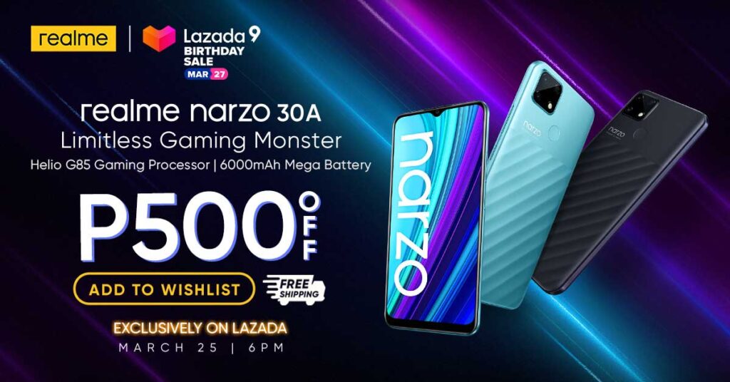 Realme Narzo 30A at Lazada Birthday Sale via Revu Philippines