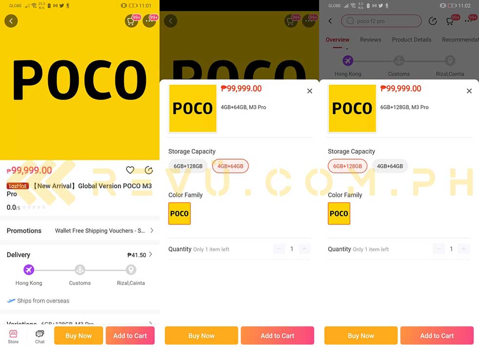 POCO M3 Pro 5G listing on Lazada spotted by Revu Philippines
