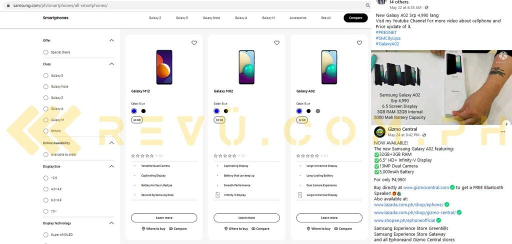 Samsung Galaxy A02 price spotted by Revu Philippines