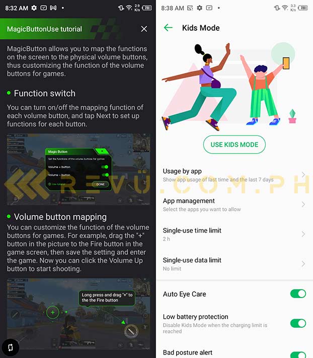 Infinix Hot 10S MagicButton feature and Kids mode via Revu Philippines