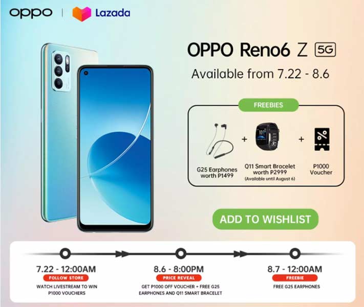 OPPO Reno6 Z 5G preorder freebies via Revu Philippines