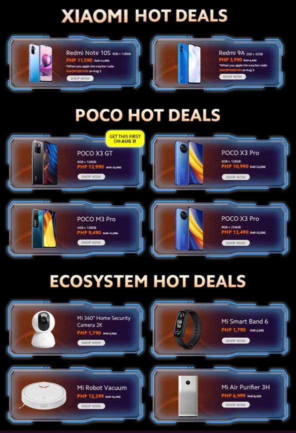 Xiaomi discounted products at August 3 Lazada Super Brand Day sale via Revu Philippines