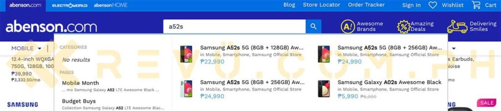 Samsung Galaxy A52s 5G price revealed on Abenson online store via Revu Philippines