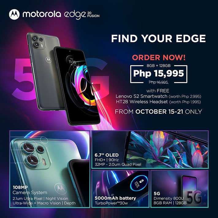 Motorola Edge 20 Fusion price and preorder freebies and period via Revu Philippines