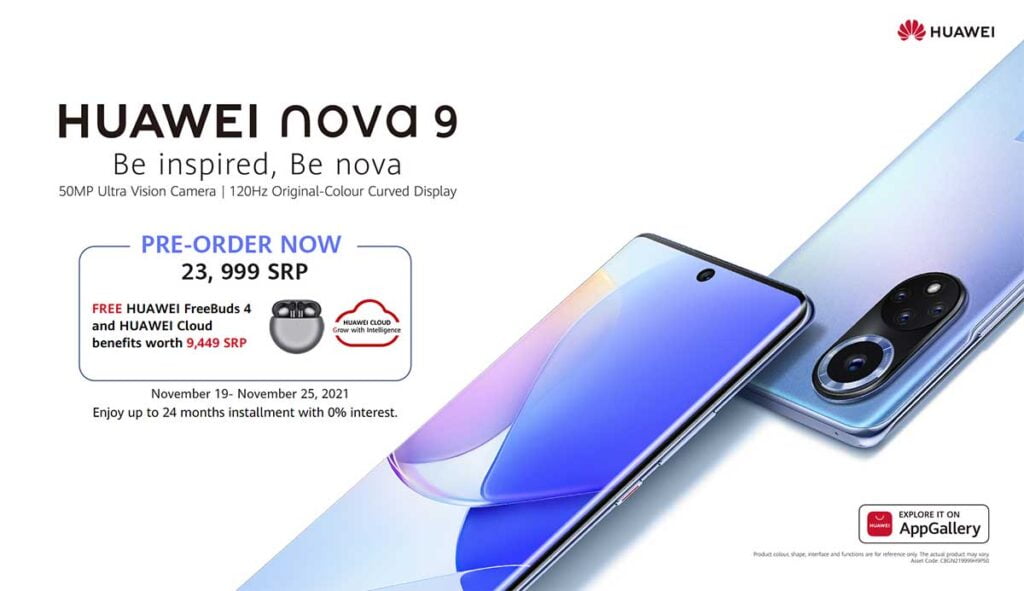 Huawei Nova 9 price and preorder freebies and period via Revu Philippines