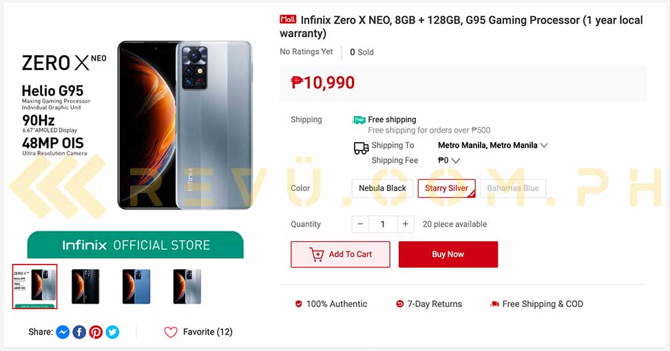 Infinix Zero X Neo price and specs and availability via Revu Philippines