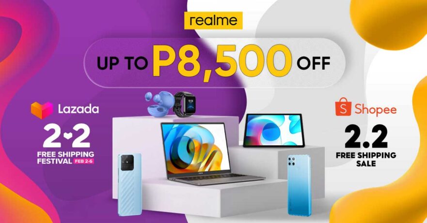 Discounted Realme devices at Lazada and Shopee 2-2 2022 sale via Revu Philippines