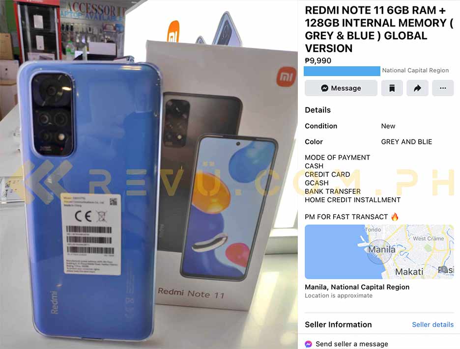Redmi Note 11 4G price and specs and design leak via Revu Philippines