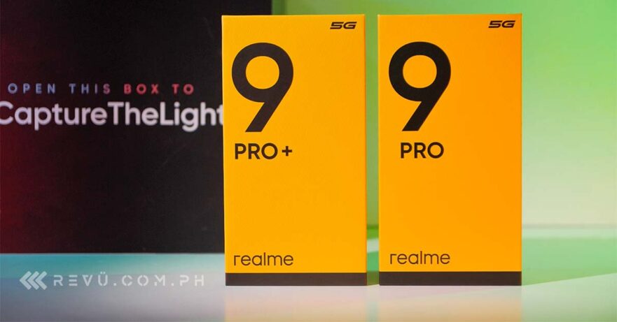 Realme 9 Pro Plus 5G and Realme 9 Pro 5G in their retail boxes via Revu Philippines