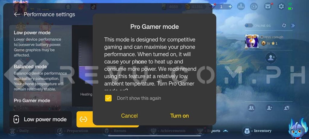 Realme 9 Pro Plus gaming overlay screenshot via Revu Philippines