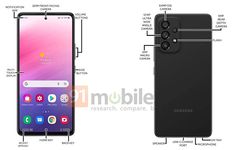 Samsung Galaxy A73 design and specs leak via Revu Philippines