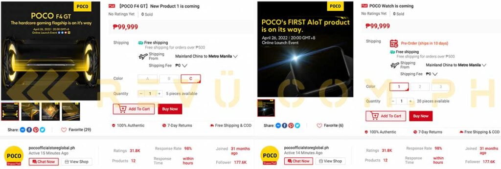 POCO F4 GT and POCO Watch coming to Philippines as spotted by Revu