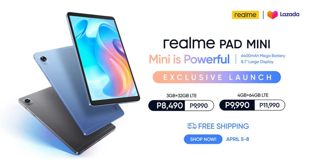 Realme Pad Mini price and discounts and specs and availability via Revu Philippines