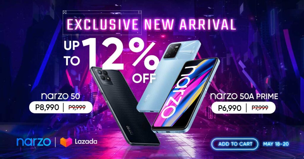 Realme Narzo 50 and Realme Narzo 50A Prime price and sale offer via Revu Philippines