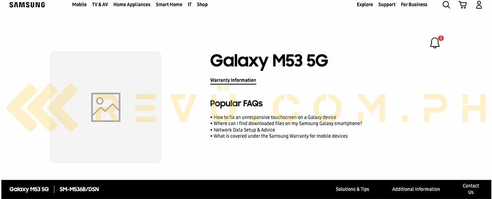 Samsung Galaxy M53 5G support page in the Philippines spotted by Revu