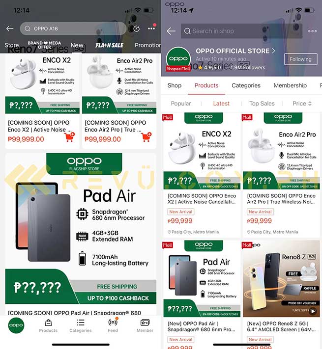 OPPO Pad Air listing on Lazada and Shopee spotted by Revu Philippines