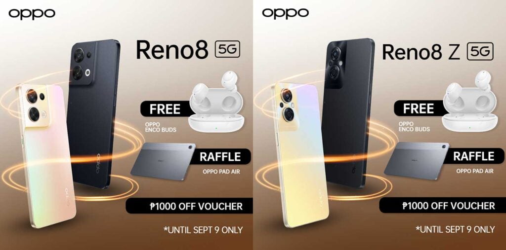 OPPO Reno8 5G and Reno8 Z 5G preorder freebie and raffle via Revu Philippines