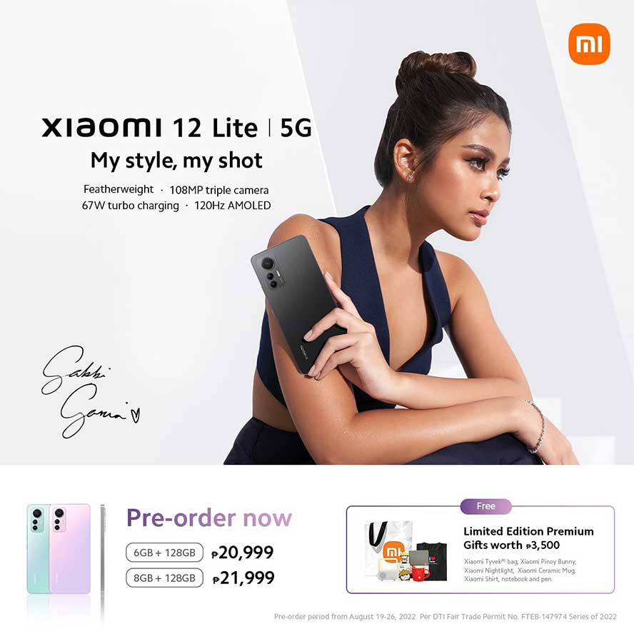 Xiaomi 12 Lite price and preorder period and freebies via Revu Philippines
