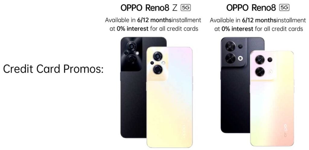 OPPO Reno8 5G and OPPO Reno8 Z 5G credit card promos or offers via Revu Philippines