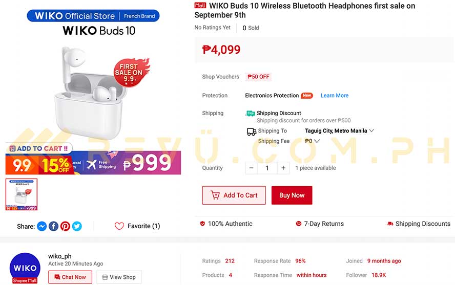 Wiko Buds 10 price and availability spotted on Shopee by Revu Philippines