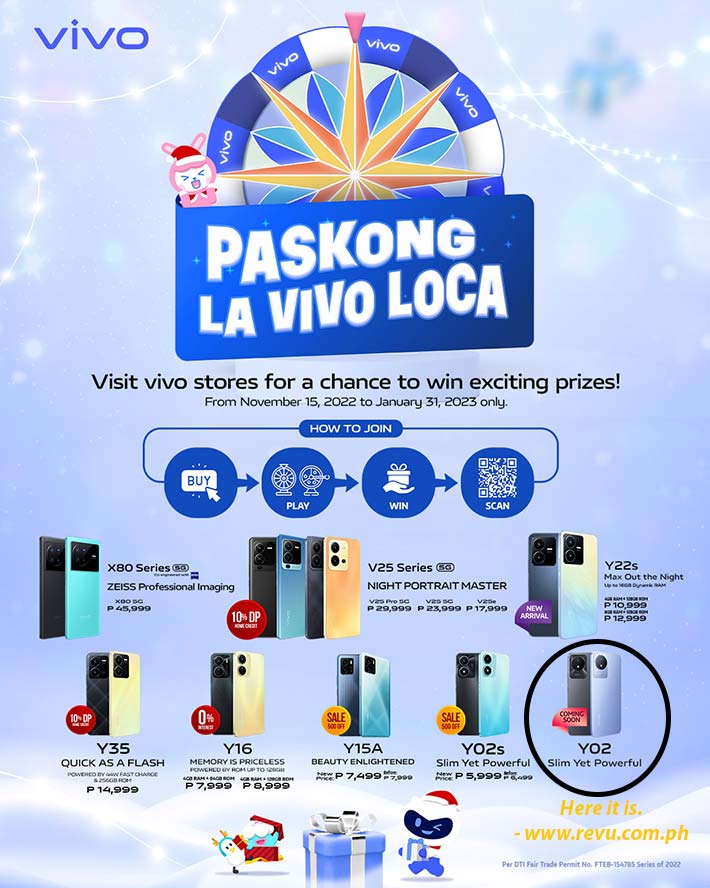 Vivo Y02 spotted in the Paskong La Vivo Loca Christmas 2022 holiday campaign by Revu Philippines