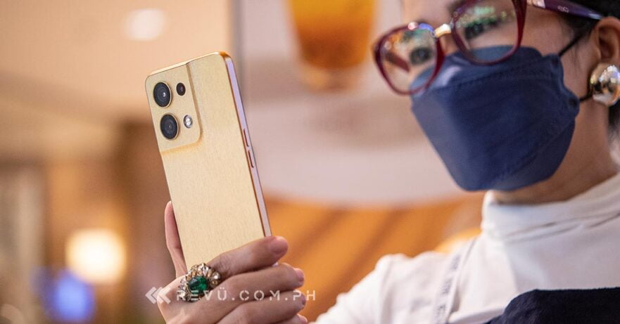 OPPO Reno8 5G in Sunkissed Beige review and price and specs via Revu Philippines