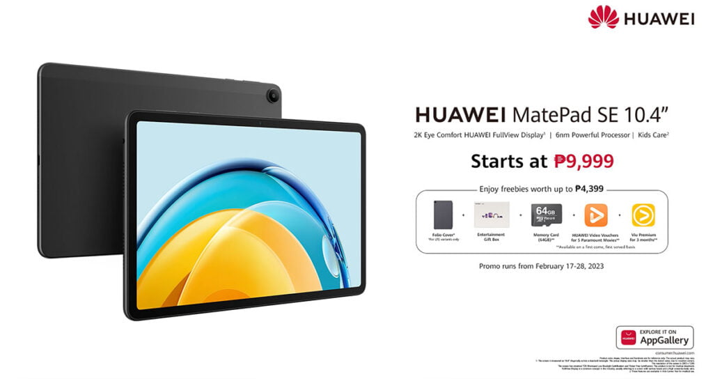 Huawei MatePad SE 10-4-inch price and freebies and availability via Revu Philippines