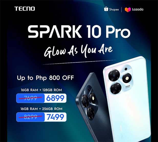 Tecno Spark 10 Pro regular and discounted prices via Revu Philippines