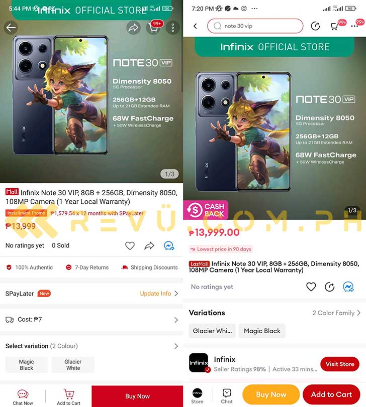 Infinix Note 30 VIP price and specs and availability spotted by Revu Philippines