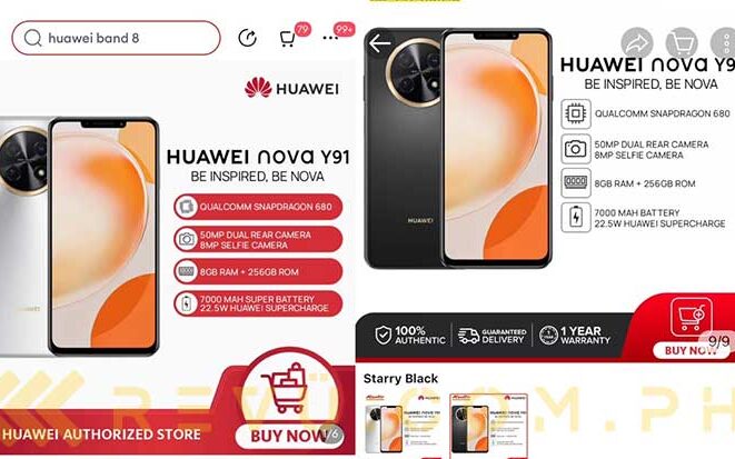 Huawei Nova Y91 spotted on Lazada and Shopee by Revu Philippines