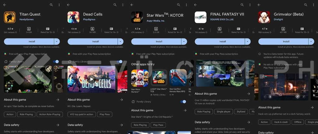 Google Play Pass recommended games via Revu Philippines