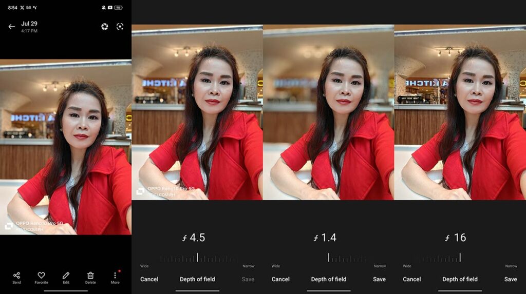 OPPO Reno10 Pro 5G sample aperture change via Revu Philippines