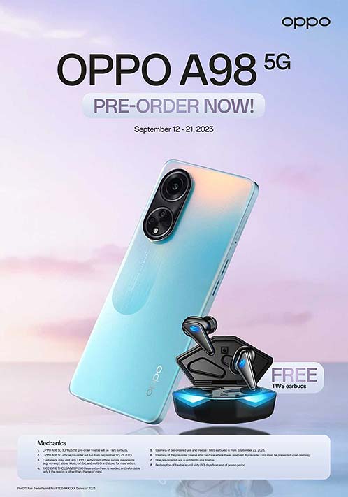 OPPO A98 5G preorder mechanics and freebie via Revu Philippines