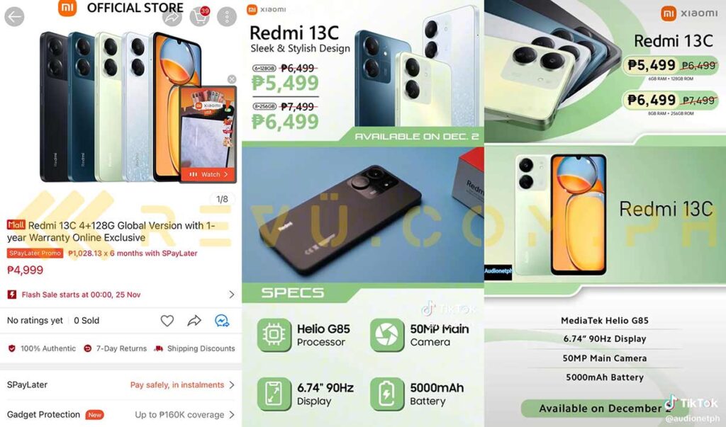 Redmi 13C price and store listings spotted by Revu Philippines