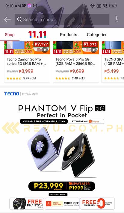 TECNO Phantom V Flip 5G price spotted by Revu Philippines